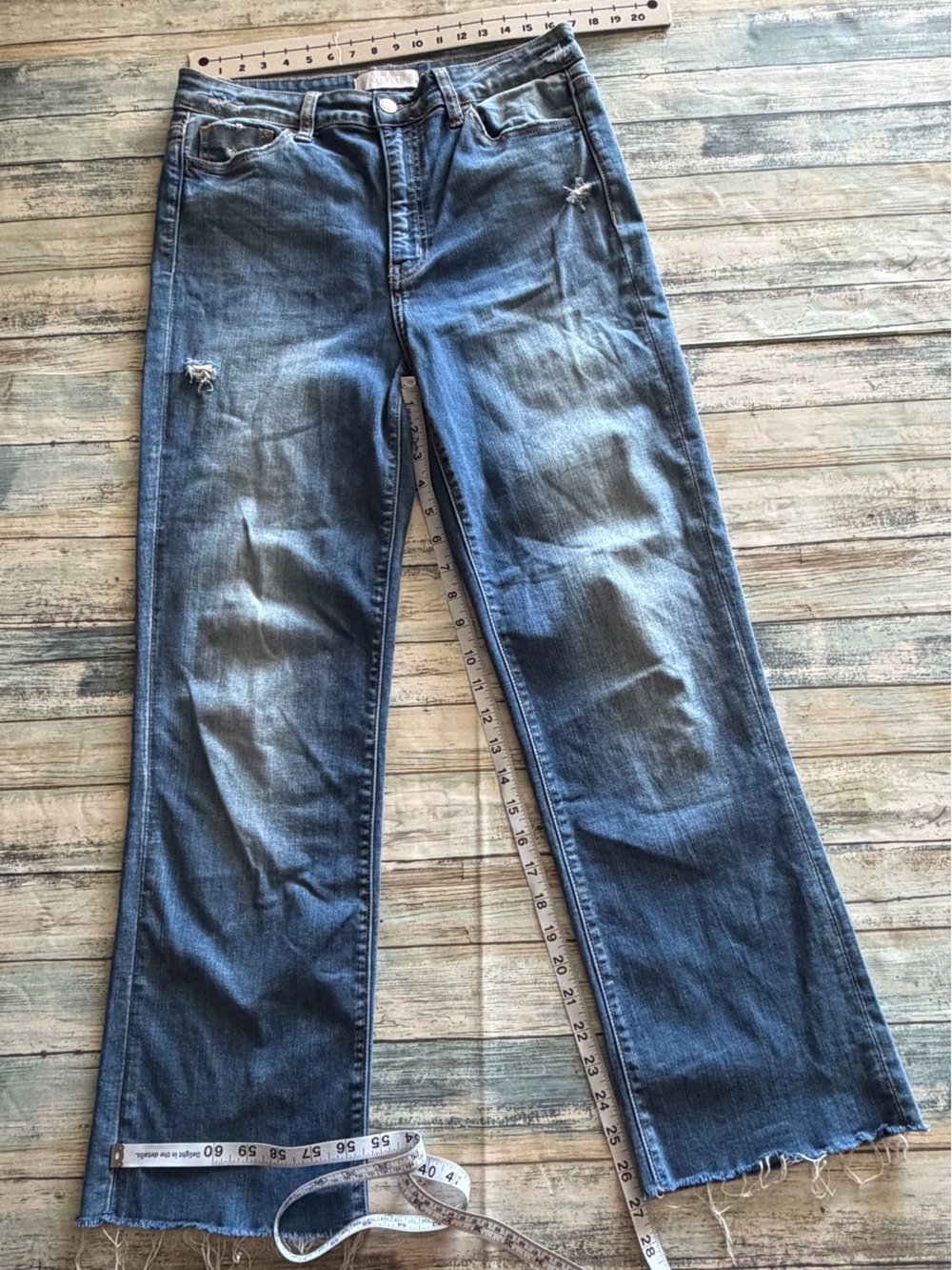 Vervet High-Rise Cropped Straight -Leg Jeans Raw Hem Med. Wash Size 28 - Picture 7 of 8